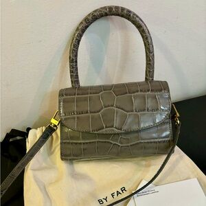 By Far purse gray crocodile crossbody and top handle